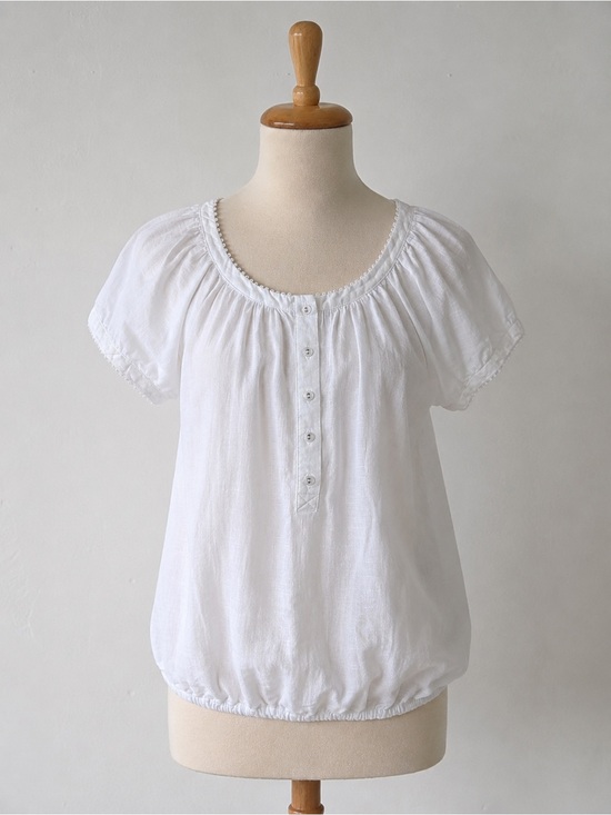 Merona Tops - Merona White Linen Blend Peasant Blouse Small Boho Cottagecore Top Puff Sleeves